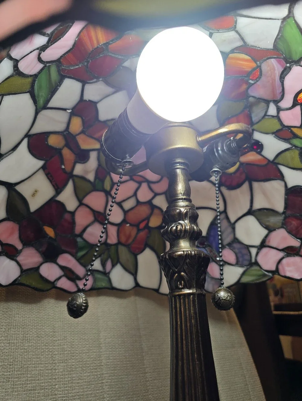 Dale Tiffany Butterfly Stained Glass Bronze Table Lamp